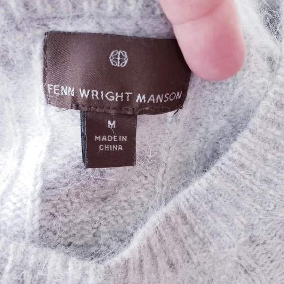 Fenn Wright Mason Angora Cozy Cable Knit Gray Sweater Women's Size Medium - Picture 4 of 5